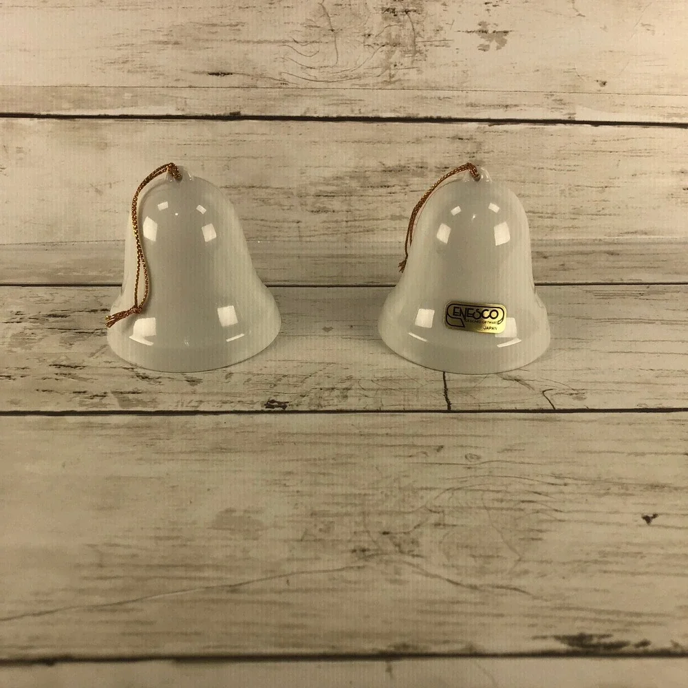 Precious Moments 1985 Christmas Bell Ornaments Set of 2 Enesco Joy To The World